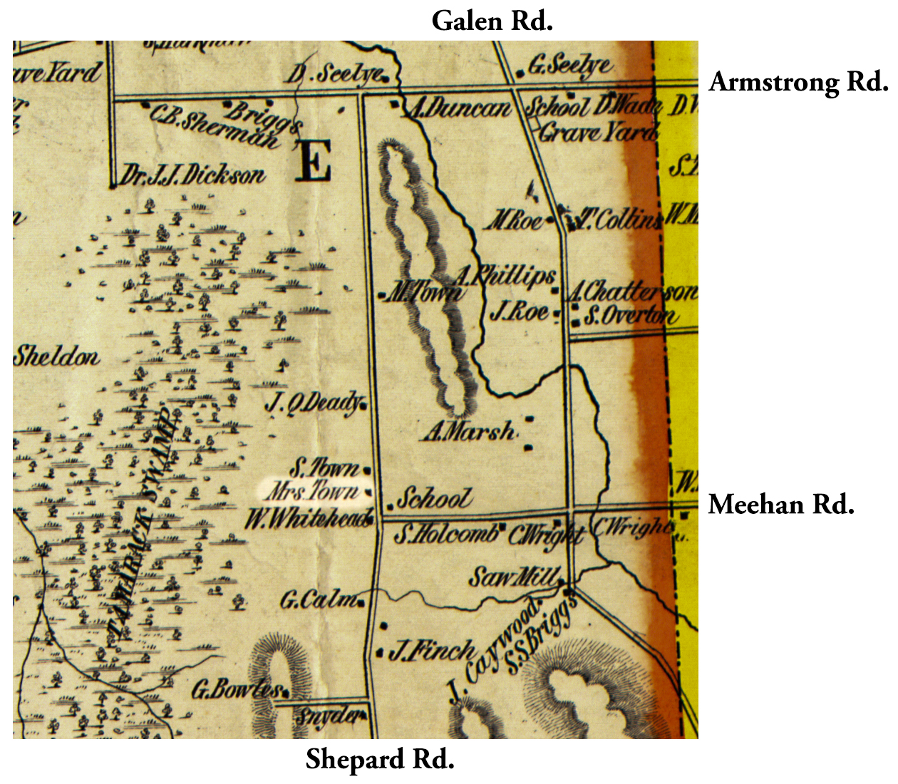 1853 Wayne County Map Ros-4 Excerpt